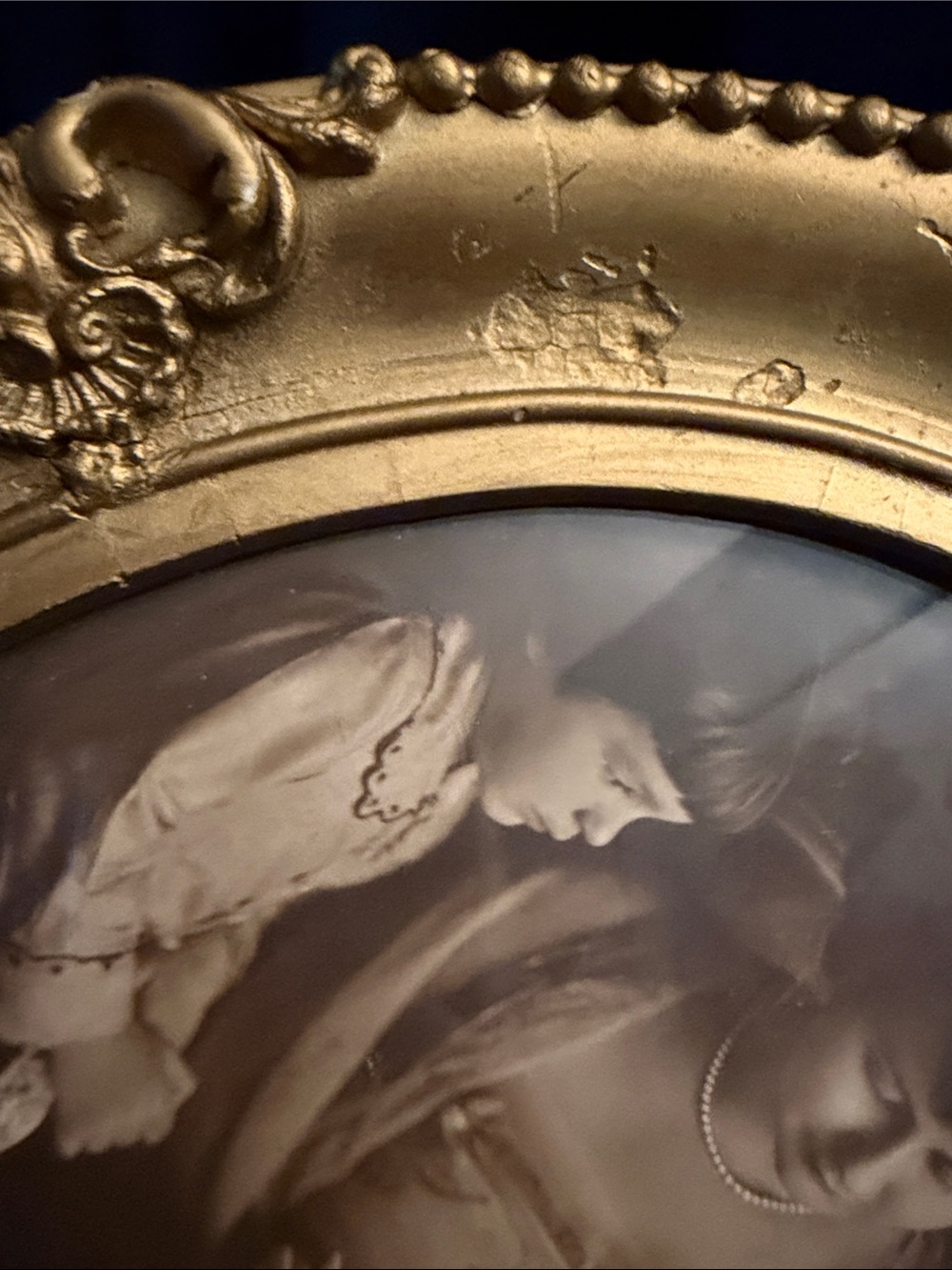 Gold Ornate Oval Picture Frame Beaded Gesso Victorian Edwardian Antique - Picture 14 of 15